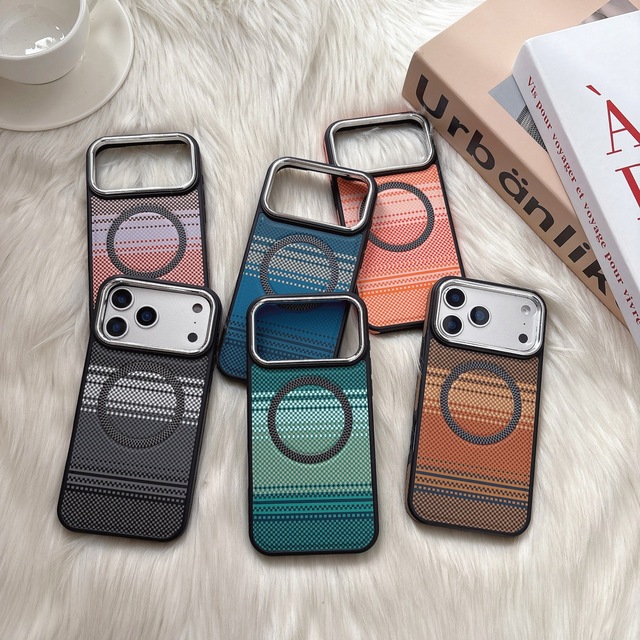 Creativity Carbon Fiber Texture Magnetic Phone case for iPhone 13 14 15 16 17 Pro Max Metal Camera Border Shockproof Back Cover