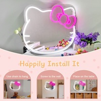 Grand miroir mural intelligent Hello Kitty LED au design moderne irrégulier pour salon, décoration intérieure en verre
