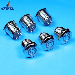 16mm tự chốt loại phẳng đầu tròn bằng thép không gỉ kim loại nút nhấn 1NO với logo công suất tùy chỉnh LED chiếu sáng - Product Image 5