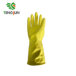 <span class=keywords><strong>Gants</strong></span> de ménage jaunes imperméables réutilisables en latex avec doublure floquée pour le nettoyage de la cuisine et les travaux ménagers - Product Image 4