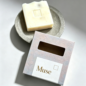Scatola per Sapone in Carta Rigida Riciclabile Personalizzata con Goffratura Opaca, Confezione <span class=keywords><strong>Regalo</strong></span> Cosmetica con Interno in Spugna e Finestra Trasparente - Product Image 5