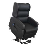 Fauteuil releveur électrique KMINA au design français avec roues, poignée de transfert, inclinable noir, double moteur, écran PVC, inclinaison maximale 180°