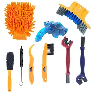 Kit de nettoyage de plusieurs vélos, brosse de nettoyage de chaîne de vélo, Kit d'outils de vélo de route, Kit d'outils de vélo de chaîne, Kit d'outils de cyclisme, 9 pièces