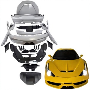 Kit carrosserie en fibre de carbone sèche de style racing, comprenant pare-chocs avant et arrière, capot moteur, spoiler et jupes latérales, spécifiquement pour Ferrari 458 - Product Image 4