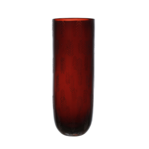 Jarrón de Vidrio Cilíndrico Alto de Lujo para Bodas, Color Rojo Borgoña Intenso con Textura de Hojas, Centro de Mesa Moderno para Decoración Romántica de Hoteles - Product Image 4
