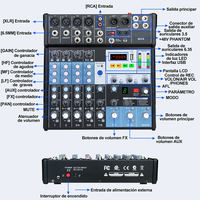 Console de mixage numérique professionnelle MX8 8 canaux Mini DJ pour l'enregistrement, les spectacles, la lecture et le studio à domicile