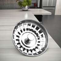 Nuevo fregadero de cocina (3 pulgadas) Conjunto de drenaje de acero inoxidable con cesta coladora y tapón de goma