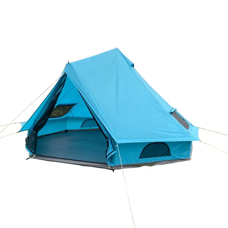 Tente octogonale de Camping en plein air de couleur bleue, yourte mongole imperméable, maison de luxe, tente Glamping