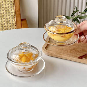 Ensemble de bols en verre transparent de 150ml avec bordure dorée Thé Café Dessert Cubilose Tasse en verre <span class=keywords><strong>Bol</strong></span> en verre - Product Image 1