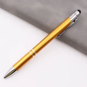 2023 도매 새로운 사용자 정의 로고 스타일러스 볼 포인트 젤 펜 광고 럭셔리 고품질 알루미늄 금속 볼펜