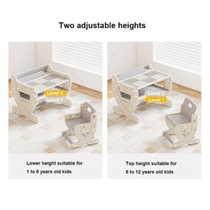 Mesa multifuncional para niños y <span class=keywords><strong>2</strong></span> sillas Set Graffiti Building Blocks Mesa de doble cara Mesa de juego para niños pequeños con cajones - Product Image 3