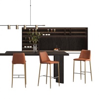 Tabouret de bar haut dossier moderne et épuré, style créatif de designer, luxe léger pour la maison HD-770D