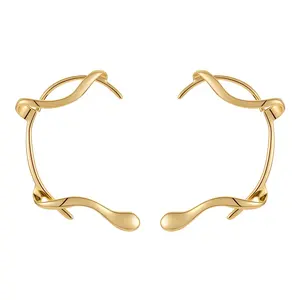 Design originale gioielli in ottone placcato oro 18 carati rami irregolari polsino dell'orecchio Clip Non penetrante su orecchini da festa E221375
