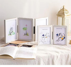 Marco de Fotos Plegable de Madera Maciza Blanca de Doble Cara Transparente de 6 y 7 Pulgadas de Alta Calidad - Product Image 3