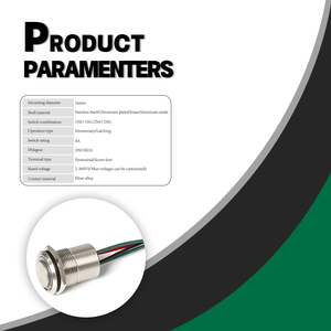 Interrupteur à bouton-poussoir métallique éclairé, contact argenté épais, base en cuivre, étanche IP68, bouton-poussoir à réinitialisation automatique verrouillable - Product Image 5