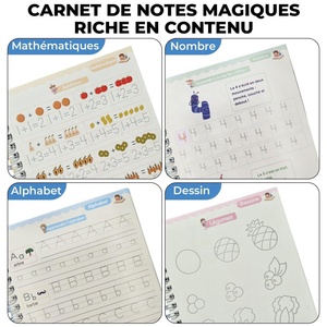 Cuaderno de práctica de caligrafía reutilizable para niños, plantilla de práctica de caligrafía francesa <span class=keywords><strong>Montessori</strong></span> Sank Groove, cuaderno de práctica con bolígrafo mágico - Product Image 3