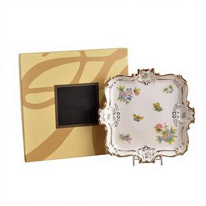 Plateau rectangulaire en porcelaine fine pour tasses à thé, assiette à gâteaux pour salon, plateau à fruits, plateaux de service domestiques, assiettes de style américain portables - Product Image 1