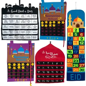 Happy Eid Mubarak And Ramadan Advent Calendar Multi Design Felt Muslim Al-fitr Countdown Calendar Kids Gift For Decorations
