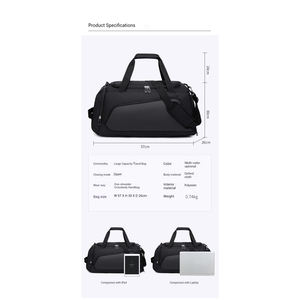 Nouveau design 2-en-1 sac à dos fourre-tout imperméable humide/sec séparé sport entraînement sac de sport avec fermeture éclair pour les voyages en plein air équipe Fitness - Product Image 3