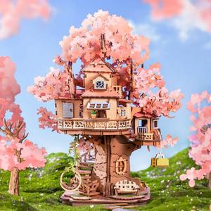Kits de Modelos de Casa de Árbol de Sakura <span class=keywords><strong>Robotime</strong></span> <span class=keywords><strong>Rolife</strong></span>, Rompecabezas de Madera en 3D, Decoración del Hogar, Regalo para Mujeres, Niñas, Niños y Adultos - Product Image 3
