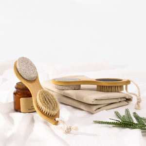 Lima de pie de bambú natural, removedor de callos, multiusos, 4 en 1, Kit de pedicura para pies con cuidado de los pies, cepillo de cerdas de jabalí, <span class=keywords><strong>piedra</strong></span> pómez - Product Image 5