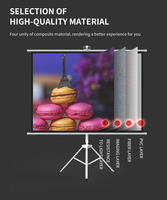 Écran de projection portable HTP 72-150 pouces 16:9 4:3 sur trépied en PVC+aluminium, 1080P 4K blanc mat pour la maison et les entreprises