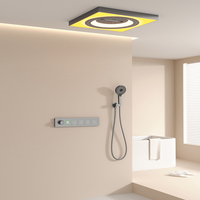 Ensemble de robinets de douche LED en laiton brossé de luxe avec système de douche à effet pluie à haute pression et économie d'eau