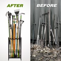 Étagère de rangement robuste à 3 niveaux en acier pour outils de jardin, unité d'étagérage métallique pour l'affichage et le stockage des outils de jardinage