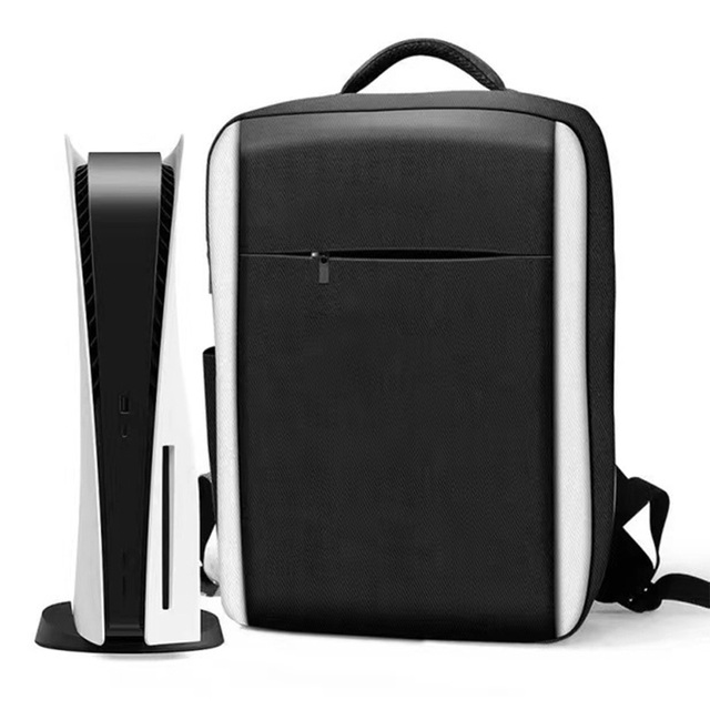 Carrying Case for PS5 Console 5-in-1 Travel Storage Bag with Adjustable Strap Waterproof Shockproof Accessories