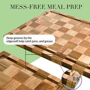 Juego de tabla de cortar multiusos Reversible de madera de acacia de 3 bloques de carnicero de cocina de grano final con Base - Product Image 4