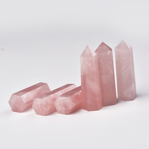 Pietra naturale cristallo bacchetta prisma rosa colonna rosa quarzo esagonale - Product Image 5