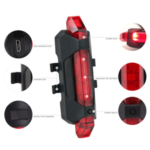 Bicicleta impermeable luz trasera <span class=keywords><strong>LED</strong></span> USB recargable de bicicleta de montaña de luz ciclismo Taillamp seguridad luz de advertencia - Product Image 6