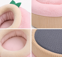 Lit pour chat Yang Yang en tissu peluche rose pêche, GRS personnalisé, luxe, apaisant