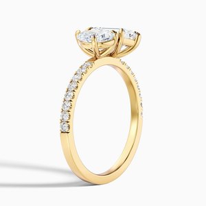 Anillo de Oro Real de 10K, 14K, 18K con Diamante Cultivado en Laboratorio CVD de 1CT, Corte Radiante, Halo Oculto y Pavé - Product Image 4