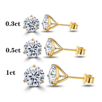 Boucles d'oreilles élégantes en martini 0,3 ct 0,5 ct 1 ct D VS1 Coupe ronde Or massif 10k 14k 18k Diamant de laboratoire cultivé IGI Boucles d'oreilles à clous