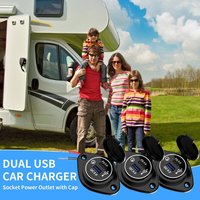 Chargeur de voiture USB double port 12V-24V, prise de charge rapide PD 36W Type C et QC 18W USB A, prise de courant encastrée étanche