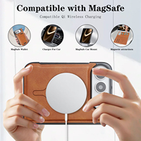 Étui magnétique pour iPhone Fold 18 avec porte-cartes, coque arrière pliable en PU, protection intégrale du téléphone