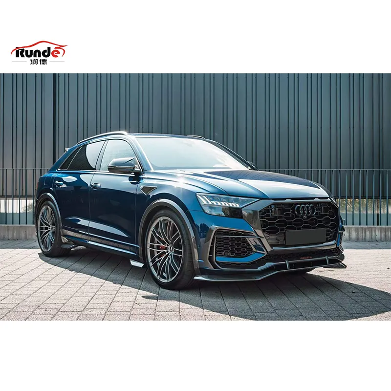 Runde High Quality Dry Carbon Fiber For Audi Q8 RSQ8 Upgrade AT Body Kit Front Lip Tuyere Wheel Eyebrow Side Skirts Top Wing