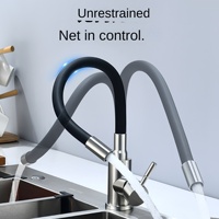 Robinet de cuisine moderne et minimaliste en acier inoxydable pour le commerce extérieur, avec cartouche céramique, à poser sur comptoir, eau chaude et froide