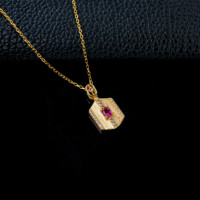 Wangfu Jewelry P0012 Pendentif ovale en argent 925 avec rubis de laboratoire rouge vif, hypoallergénique, bijoux fins pour femme, mariage, usage quotidien, anniversaire