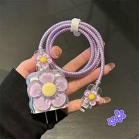 Housse de protection USB pour chargeur rapide 20W, motif vague de fleurs fraîches, étanche, en TPU, placage époxy