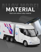 Modèle de camion semi-remorque Tesla miniature à l'échelle 1/32, avec son et lumière, 6 portes ouvrables, fonction de recul, construction en alliage, emballage en boîte, batterie