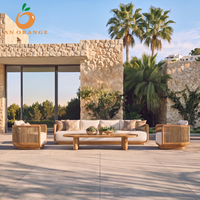 Ensemble de canapés d'extérieur en teck au design moderne, mobilier de jardin de luxe pour hôtels et villas, canapé d'extérieur en bois imperméable