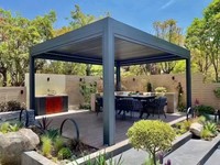 Pergola bioclimatique motorisée en alliage d'aluminium DEARHANS à toit à lames orientables, résistante au gel, durable et anti-insectes