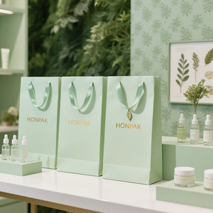 Bolsas de regalo de lujo de papel de arte ecológico duradero de suministro a granel con asa de cinta para regalo/embalaje al por menor - Product Image 3