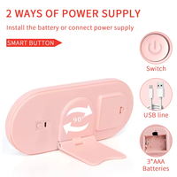 Miroir de table de maquillage de voyage multifonction USB 360 rotatif personnalisé trousse de beauté miroir LED de maquillage léger en plastique avec rangement