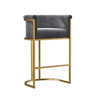Tabouret de bar Calliope carré en acier inoxydable, style industriel, avec cadre en fer forgé, coussin moelleux et revêtement en velours pour cuisine
