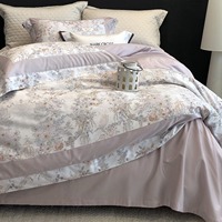 Parure de lit en coton ultra-fin brossé à motifs floraux romantiques français, draps, housses de couette, ensemble quatre pièces