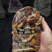 Figurine de dragon sculptée à la main en pierre savonneuse, statue décorative Feng Shui pour la richesse, pour la maison, le bureau, la bibliothèque, collection de cadeaux de culture chinoise