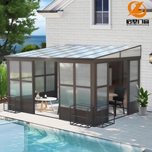 Solárium Moderno de Aluminio con Techo Inclinado y Plano, Diseño Personalizado, Estructura Duradera y Estable, <span class=keywords><strong>Cerramiento</strong></span> de Vidrio para Patio o Parque - Product Image 4